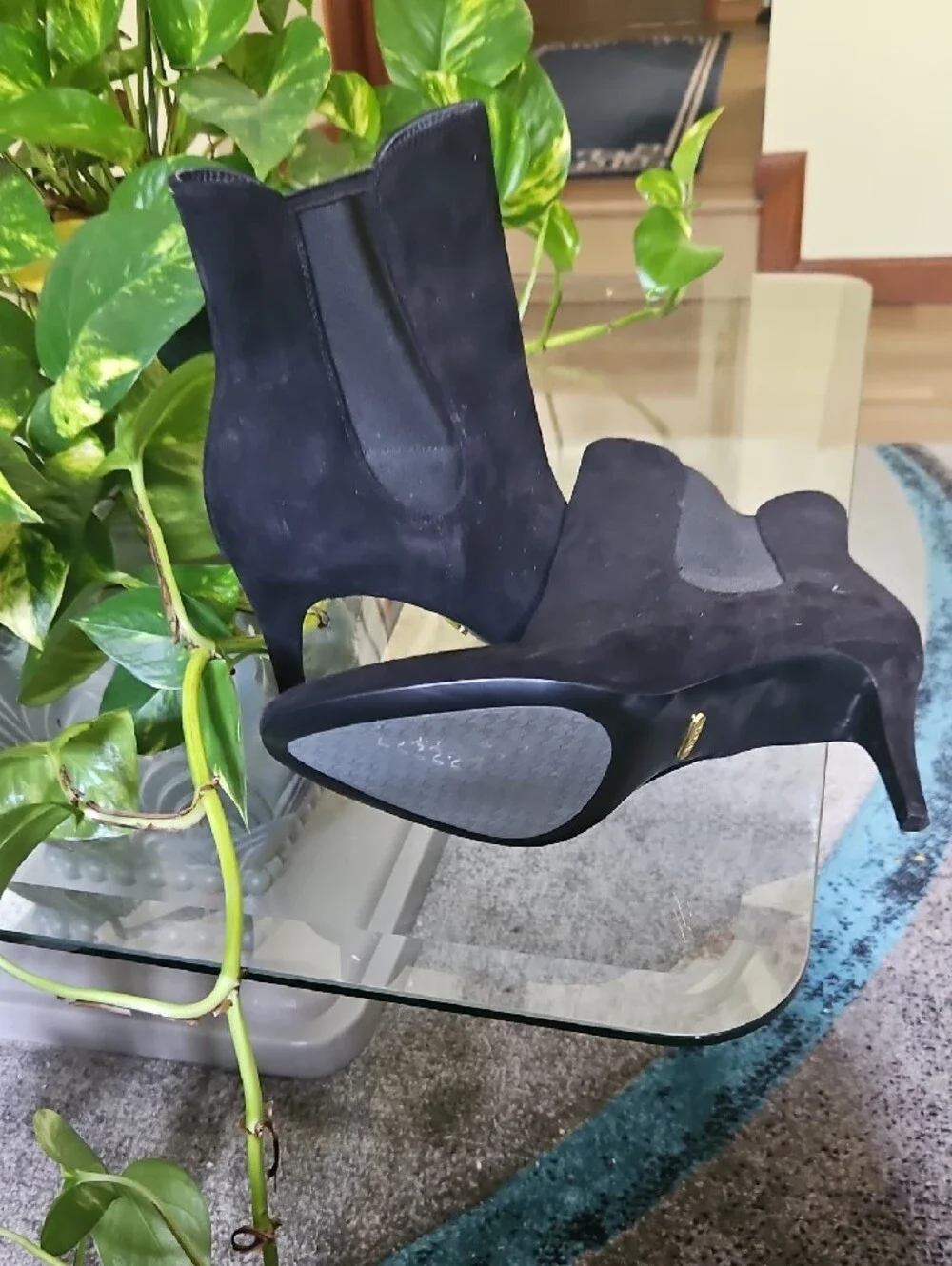 Ralph Lauren Black Suede Pointed-Toe Chelsea Ankle Boots
